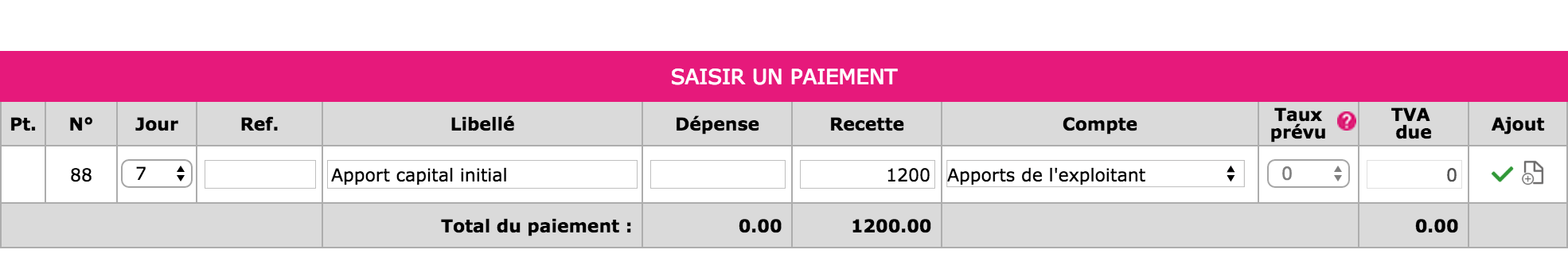 Apport fonds initial