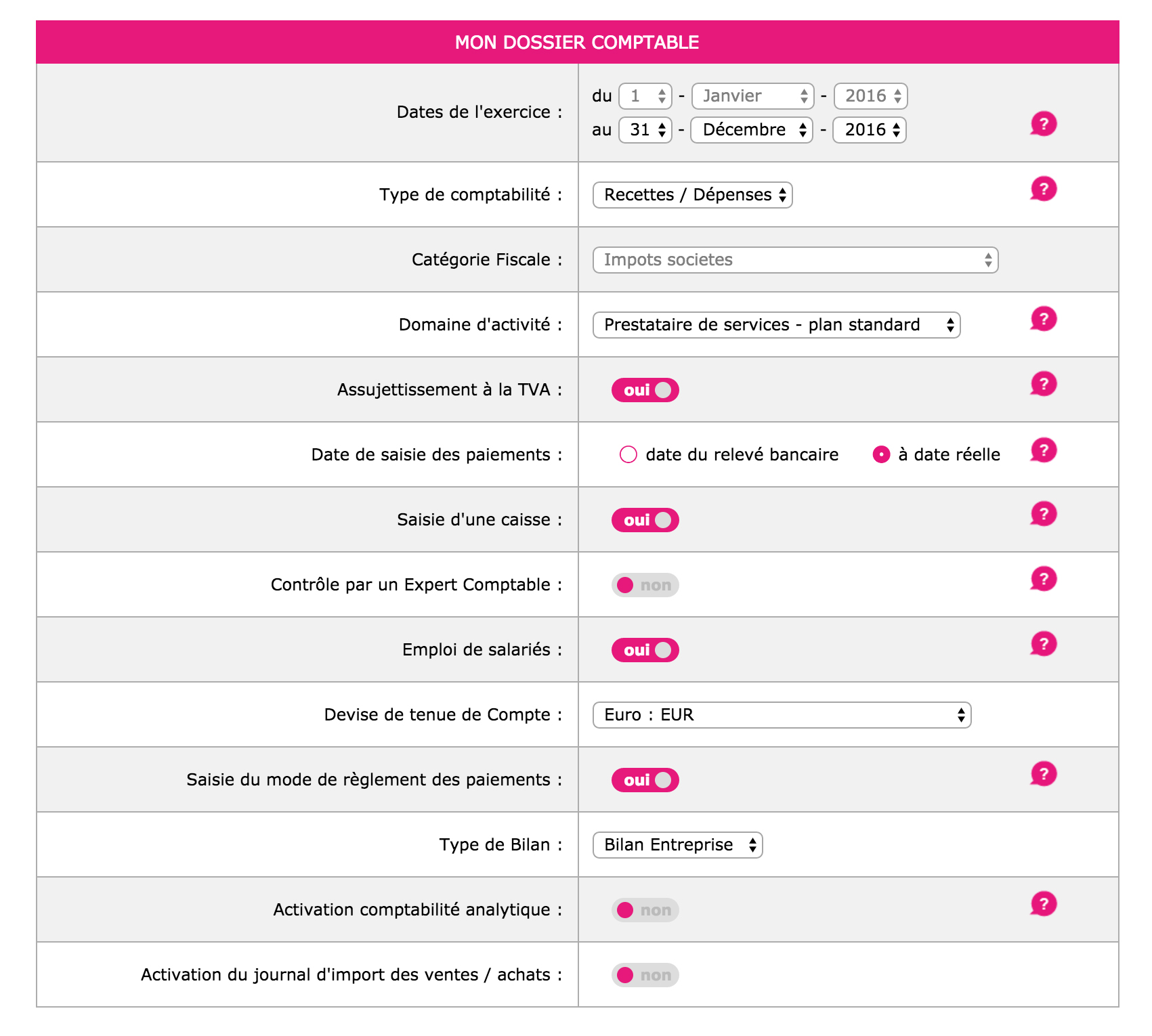 Dossier comptable