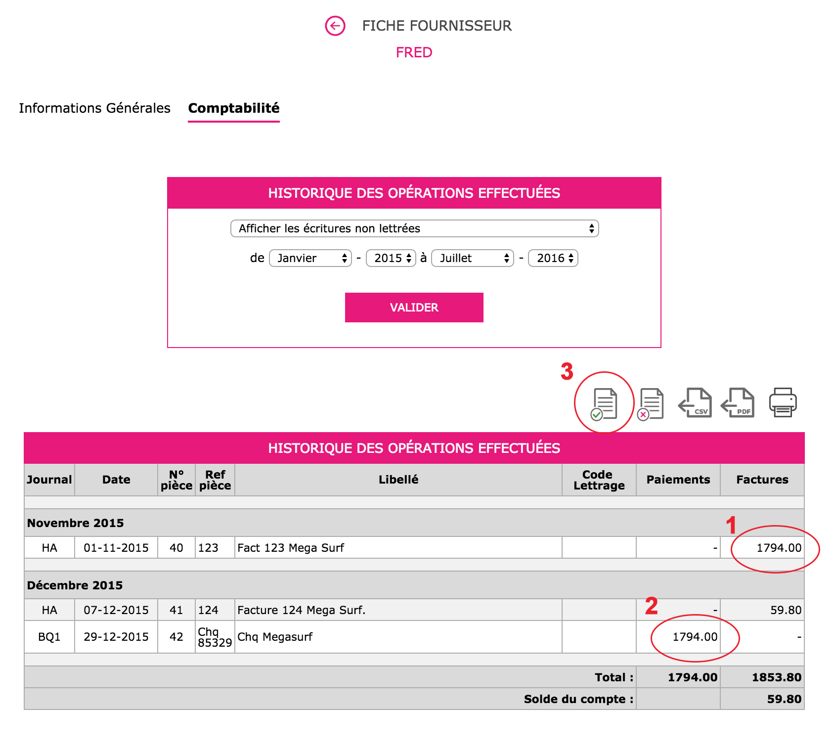 Pointage compte tiers