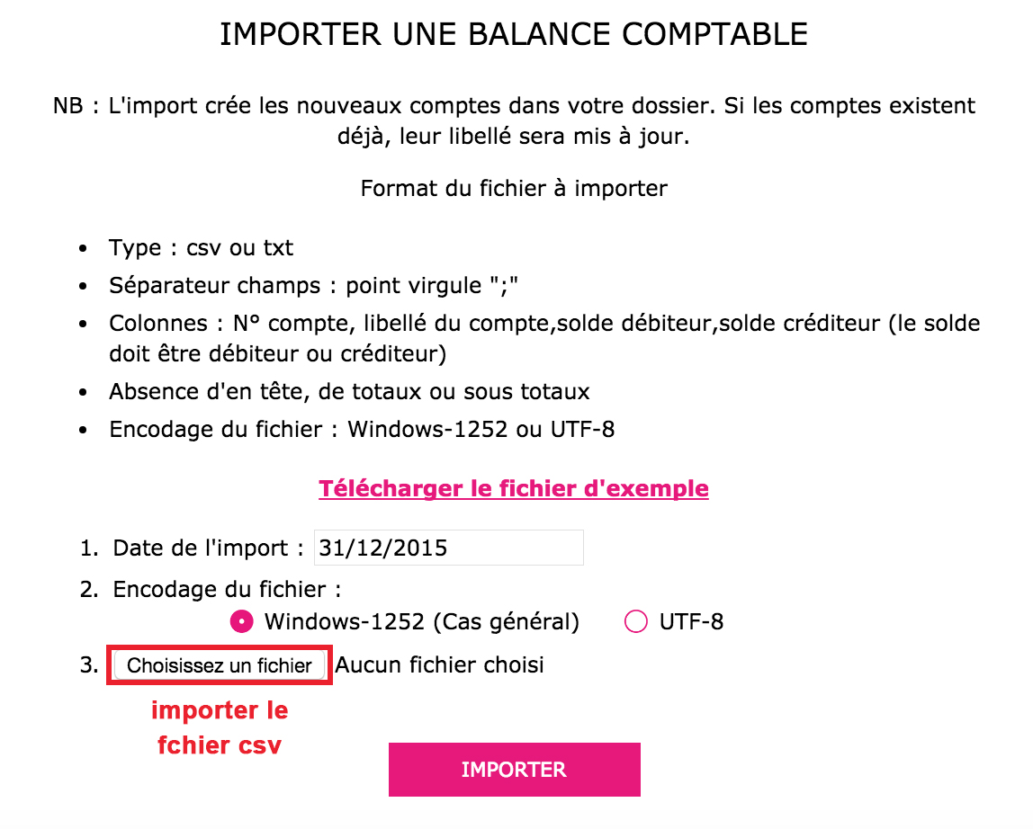 Import de balance