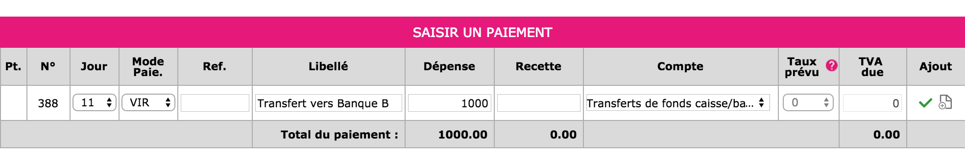 Transfert banque caisse 2