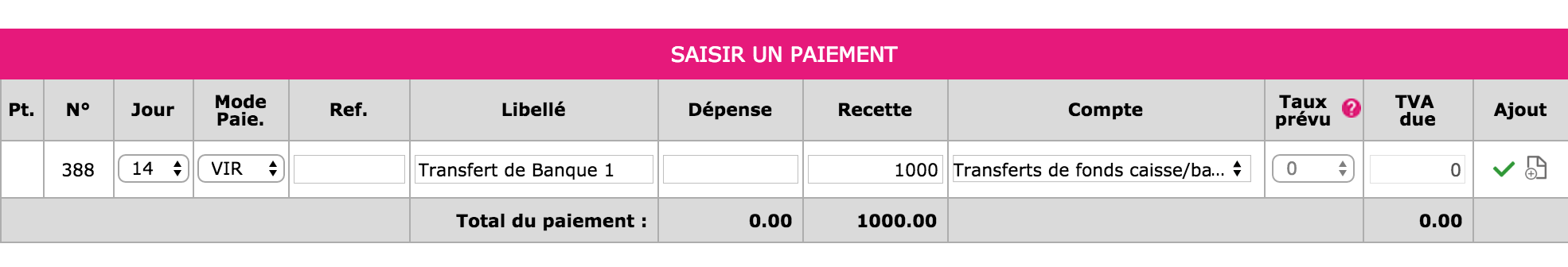 Transfert banque caisse 3